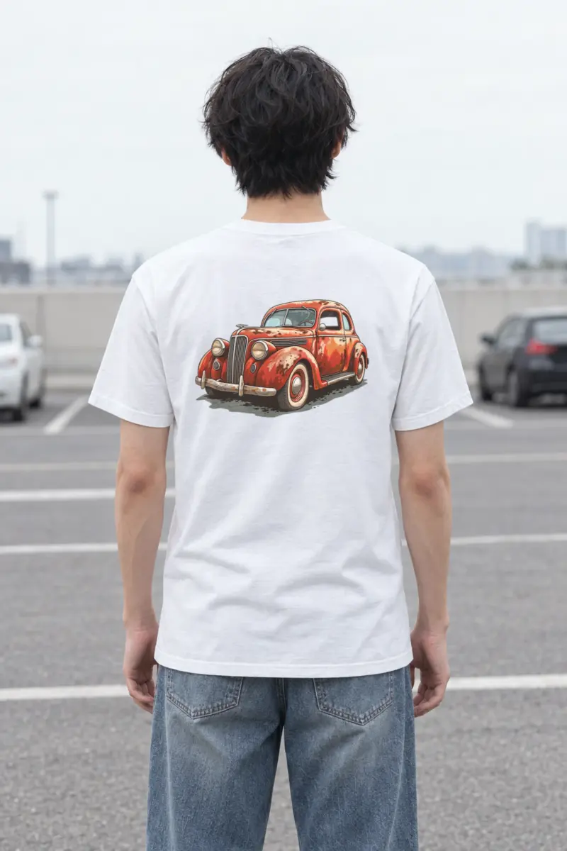 "Weathered Red Cruiser" Heavyweight Unisex Crewneck T-shirt