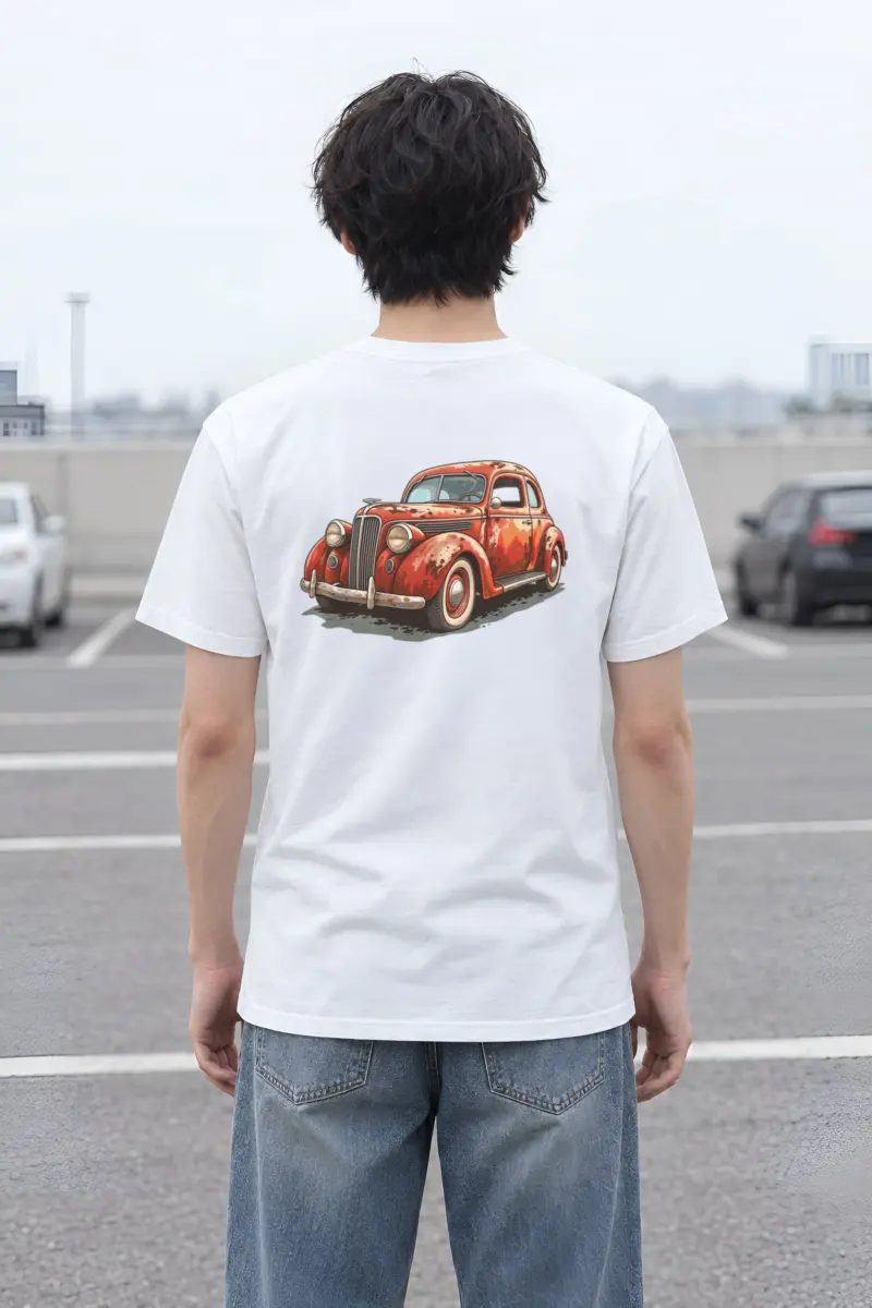 "Weathered Red Cruiser" Heavyweight Unisex Crewneck T-shirt