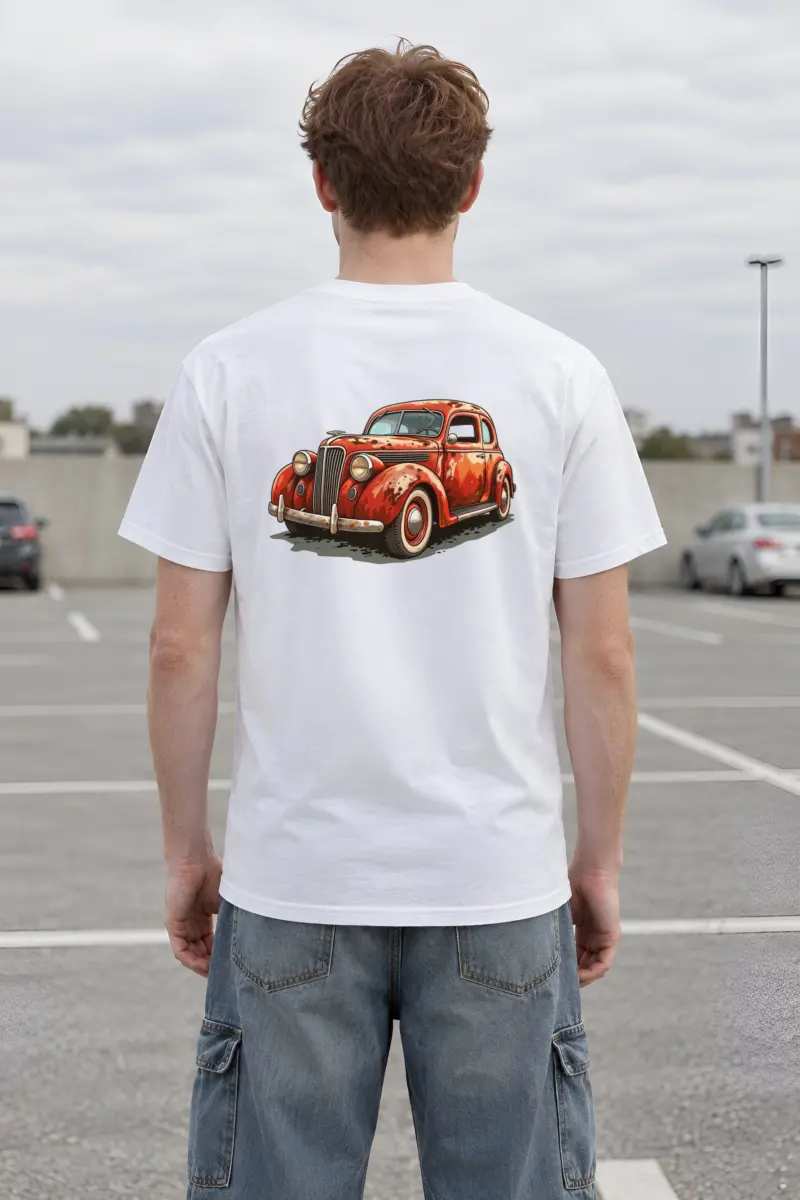 "Weathered Red Cruiser" Heavyweight Unisex Crewneck T-shirt
