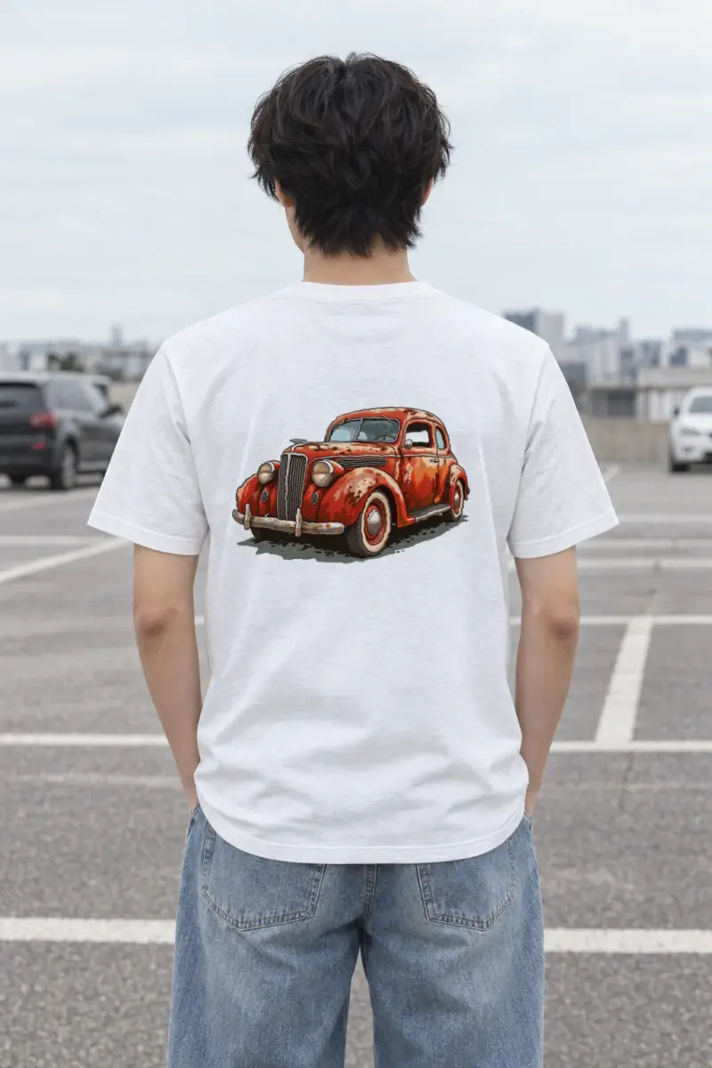 "Weathered Red Cruiser" Heavyweight Unisex Crewneck T-shirt | Gildan 5000
