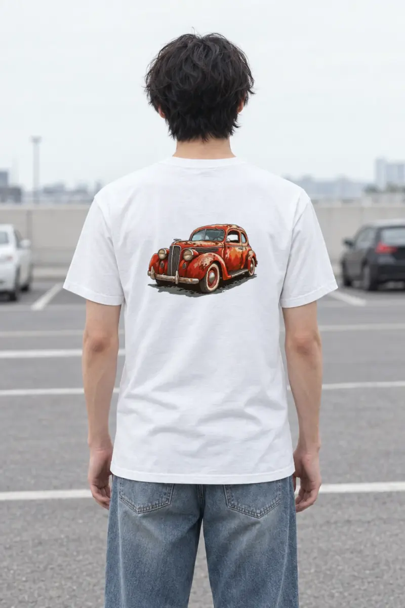 "Weathered Red Cruiser" Heavyweight Unisex Crewneck T-shirt