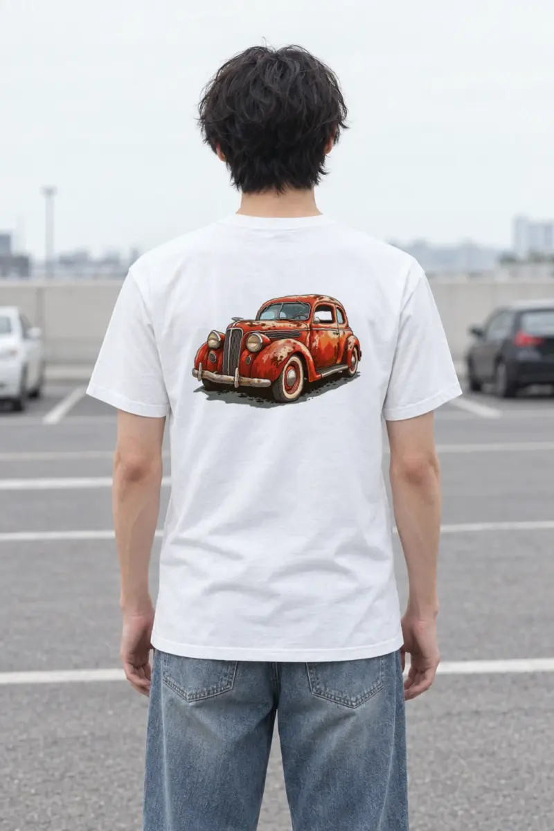 "Weathered Red Cruiser" Heavyweight Unisex Crewneck T-shirt