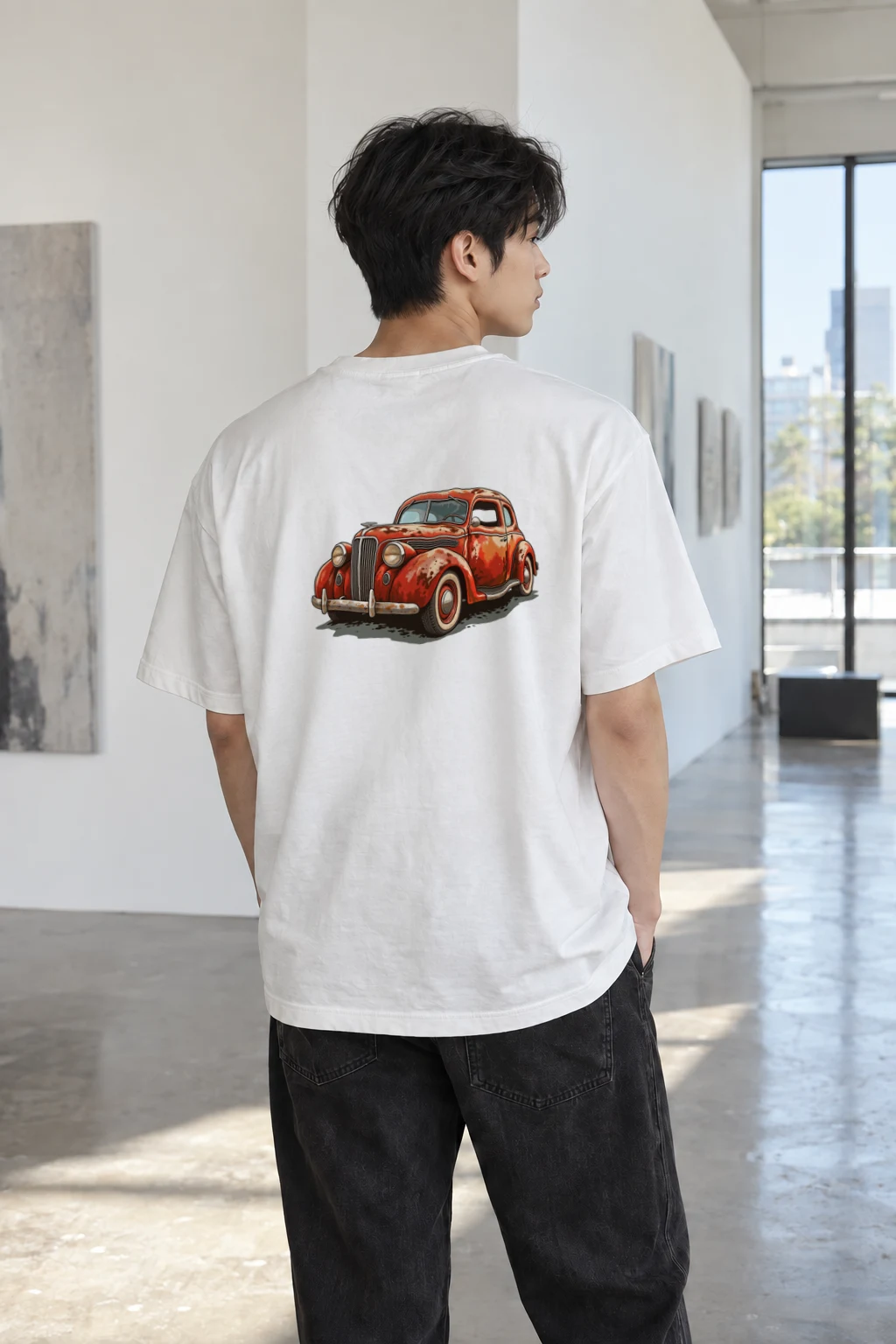 "Weathered Red Cruiser" Heavyweight Unisex Crewneck T-shirt | Gildan 5000