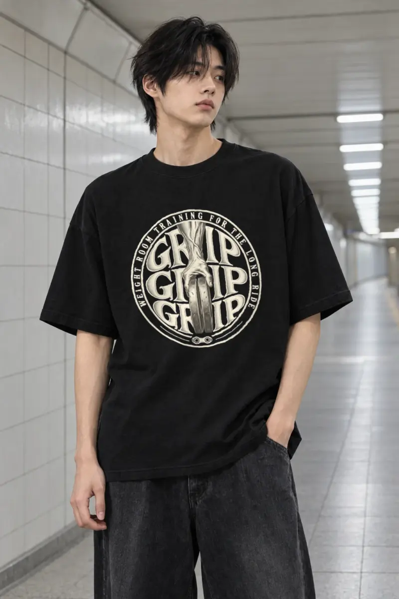 "Weight Room Training for the Long Ride" Men's Oversized Heavyweight Crewneck T-Shirt