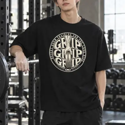 "Weight Room Training for the Long Ride" Men's Oversized Heavyweight Crewneck T-Shirt