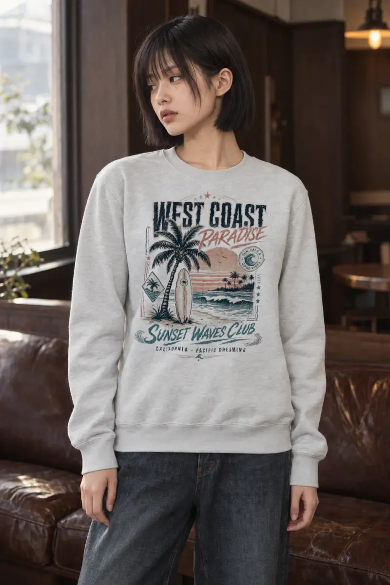 "West Coast Paradise" Heavy Blend Unisex Crewneck Sweatshirt