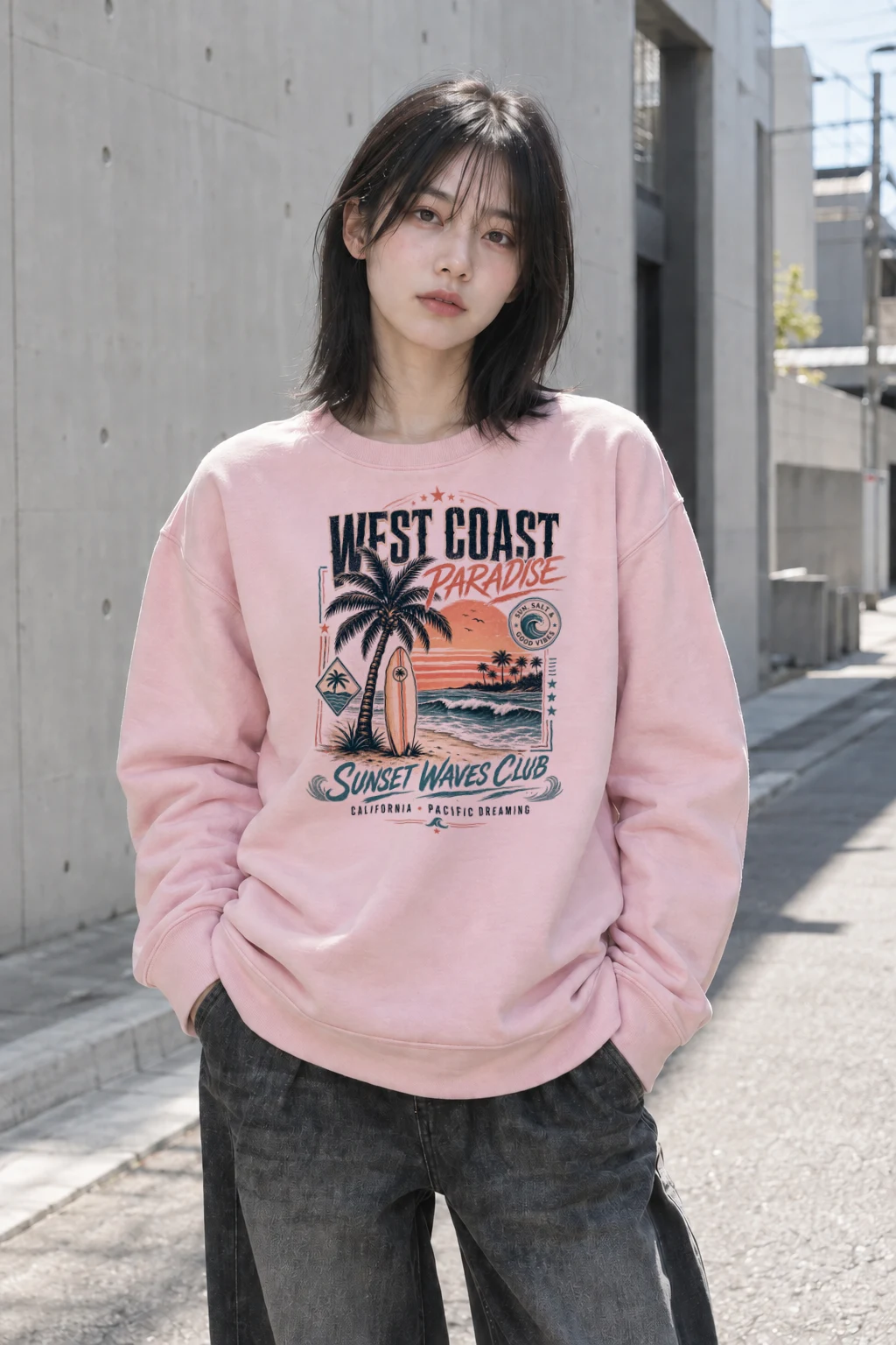 "West Coast Paradise" Heavy Blend Unisex Crewneck Sweatshirt | Gildan 18000