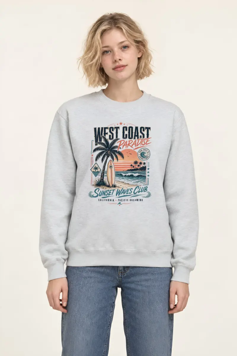 "West Coast Paradise" Heavy Blend Unisex Crewneck Sweatshirt