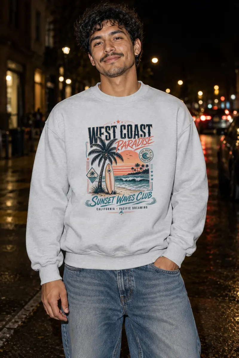 "West Coast Paradise" Heavy Blend Unisex Crewneck Sweatshirt