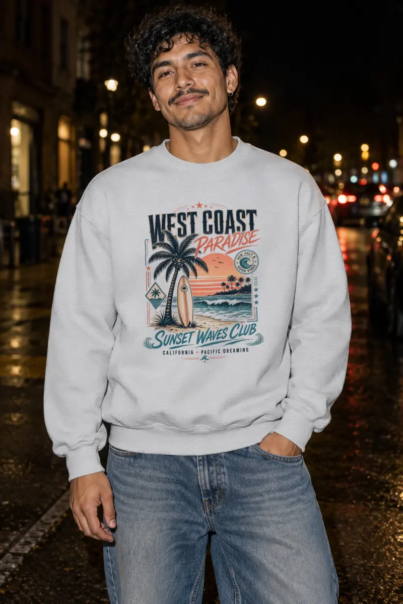 "West Coast Paradise" Heavy Blend Unisex Crewneck Sweatshirt