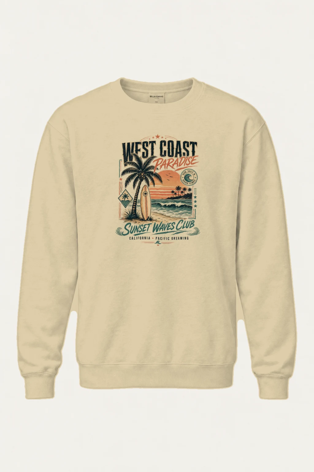 "West Coast Paradise" Heavy Blend Unisex Crewneck Sweatshirt | Gildan 18000