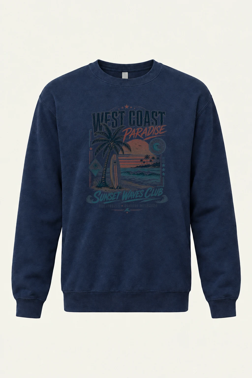 "West Coast Paradise" Unisex Sponge Fleece Crewneck Sweatshirt | Bella + Canvas 3901