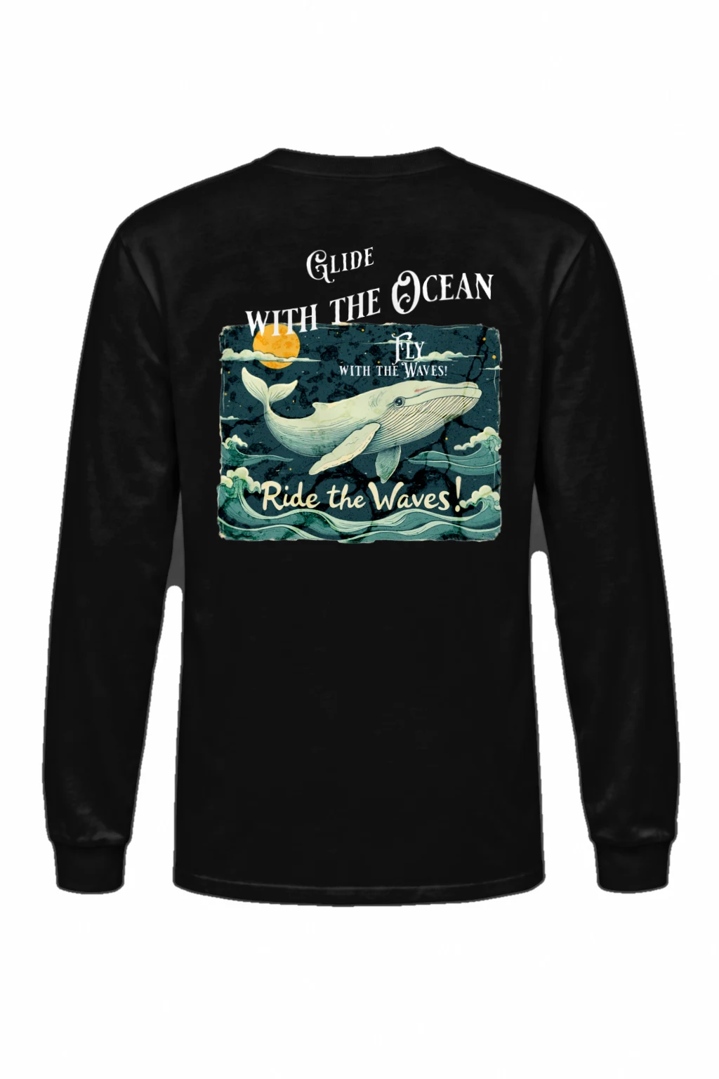 "Whale Fly With Waves" Unisex Longsleeve T-shirt | Gildan 2400