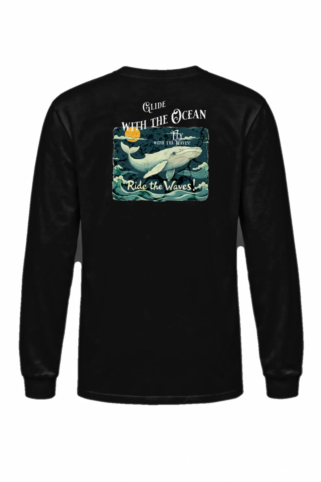 "Whale Fly With Waves" Unisex Longsleeve T-shirt | Gildan 2400