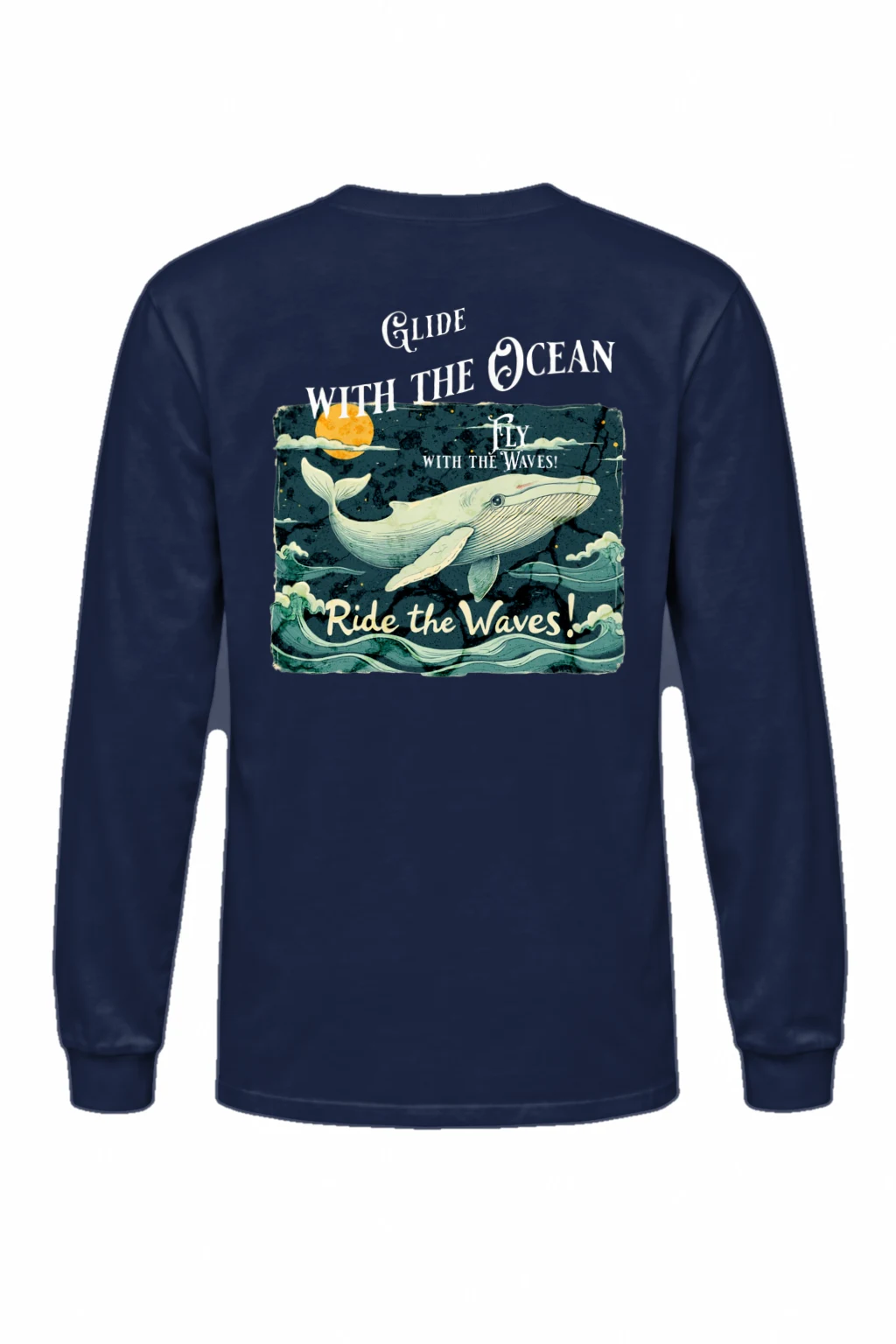 "Whale Fly With Waves" Unisex Longsleeve T-shirt | Gildan 2400