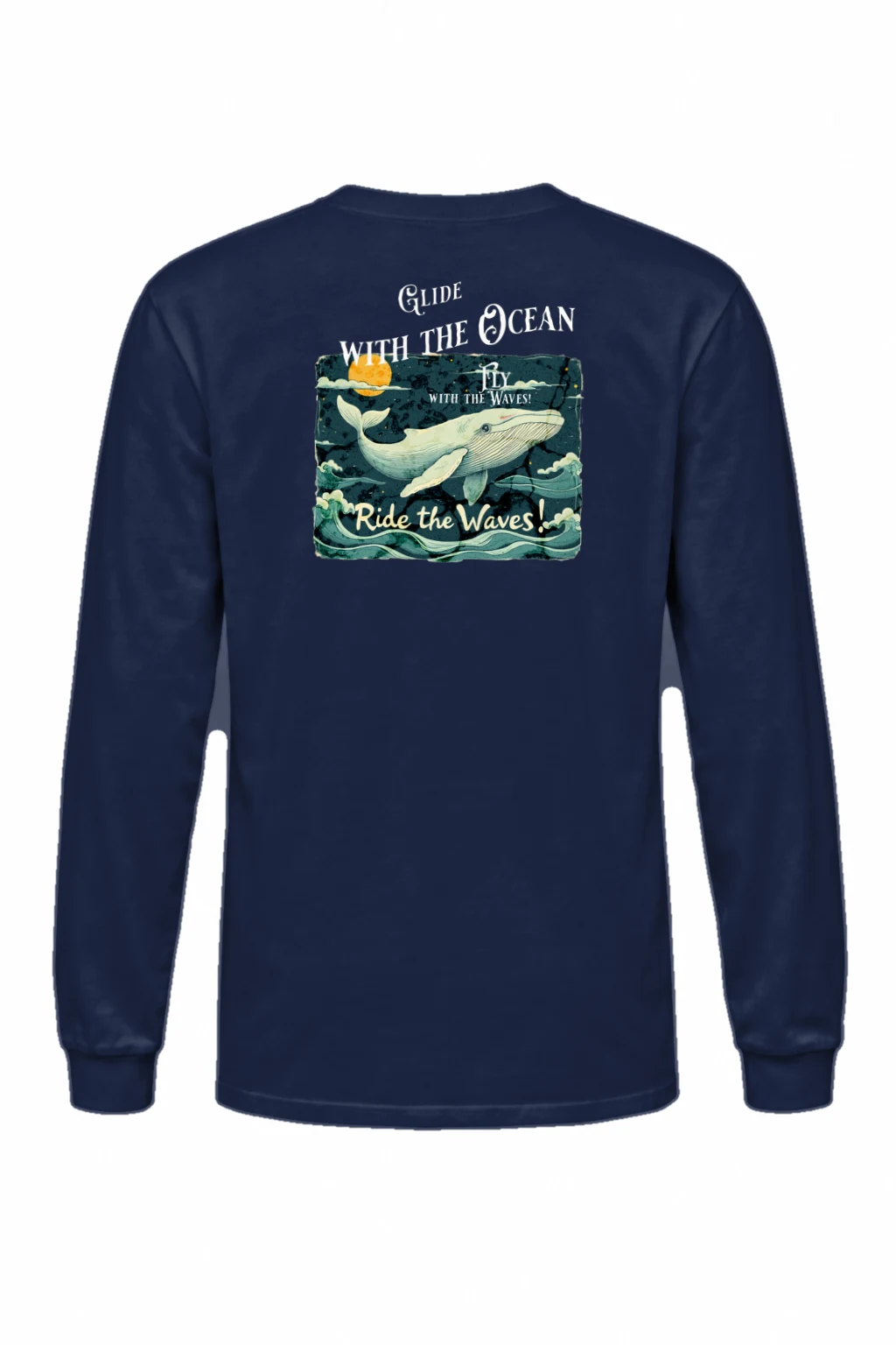 "Whale Fly With Waves" Unisex Longsleeve T-shirt | Gildan 2400