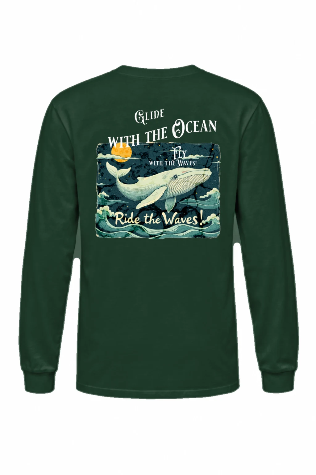 "Whale Fly With Waves" Unisex Longsleeve T-shirt | Gildan 2400