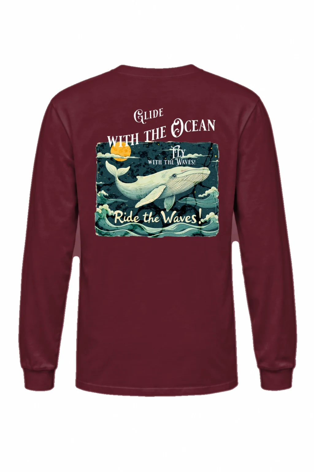 "Whale Fly With Waves" Unisex Longsleeve T-shirt | Gildan 2400