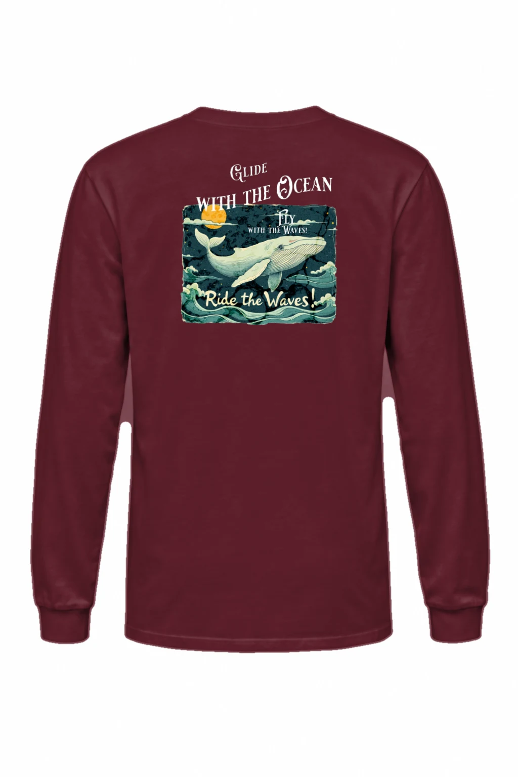 "Whale Fly With Waves" Unisex Longsleeve T-shirt | Gildan 2400