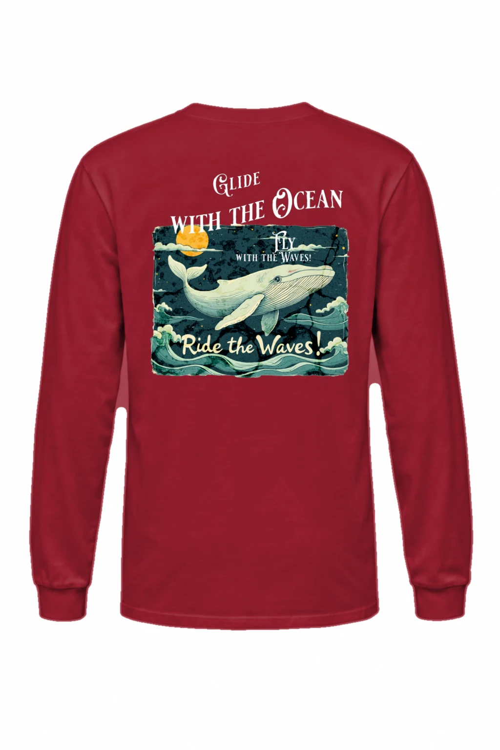"Whale Fly With Waves" Unisex Longsleeve T-shirt | Gildan 2400