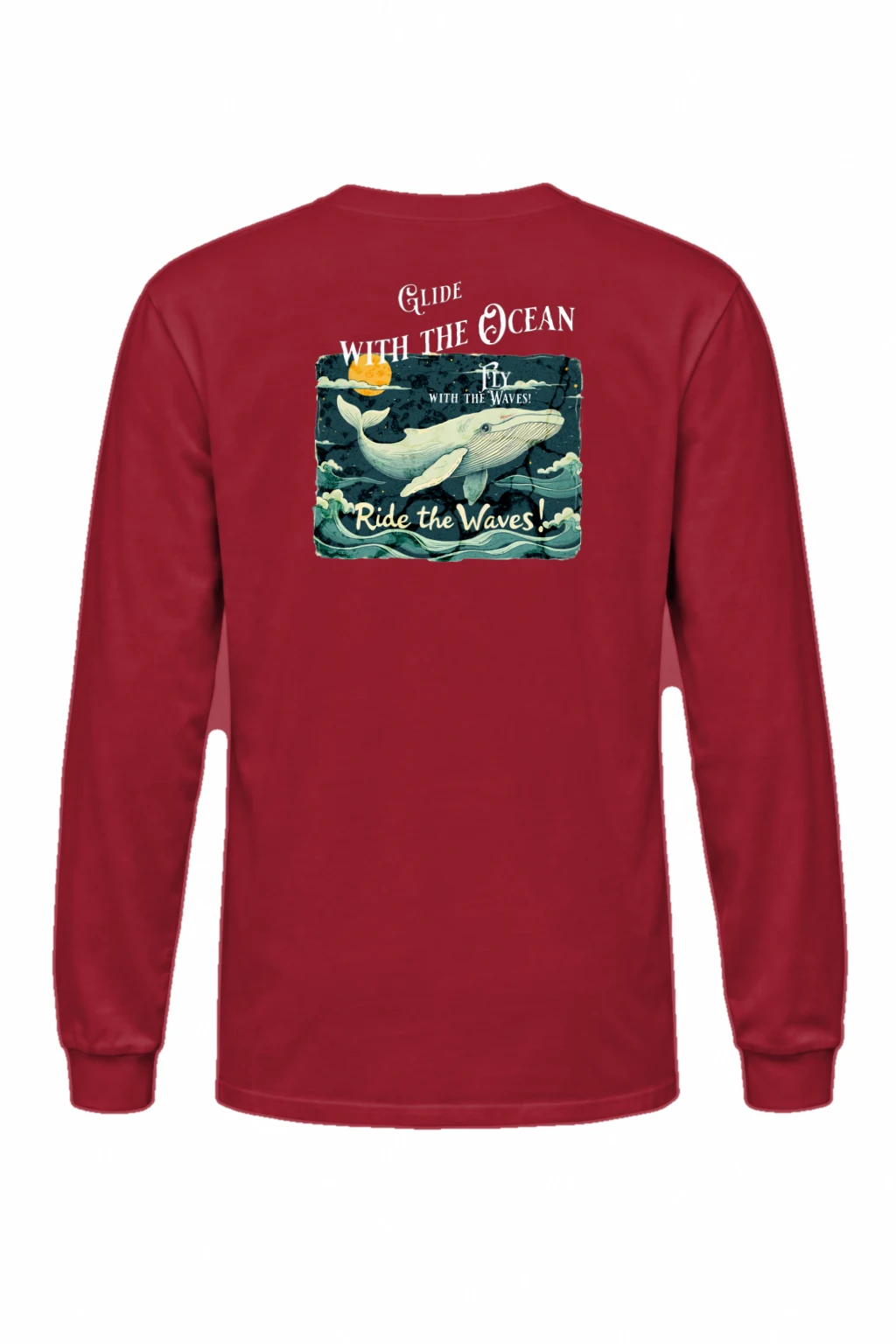 "Whale Fly With Waves" Unisex Longsleeve T-shirt | Gildan 2400