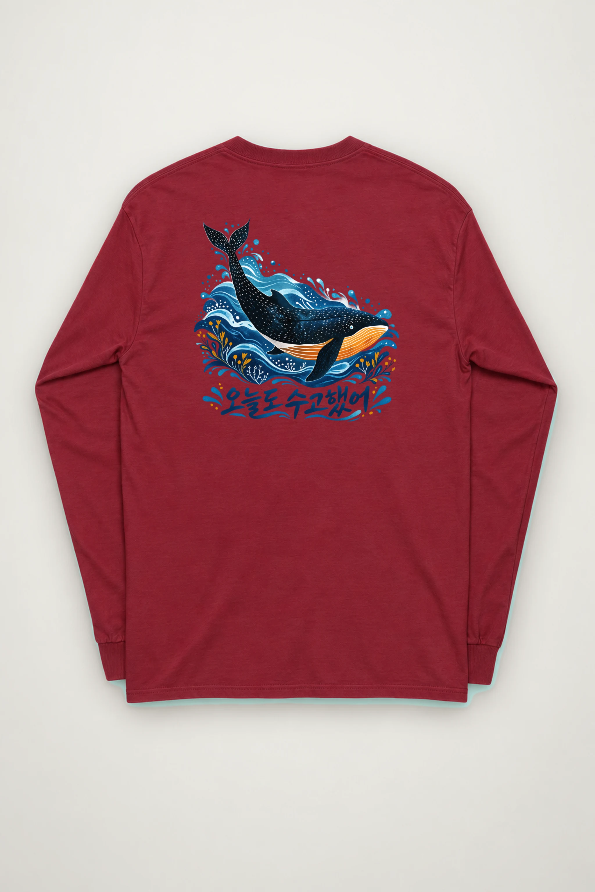 "Whale Wave Folk" Unisex Longsleeve T-shirt