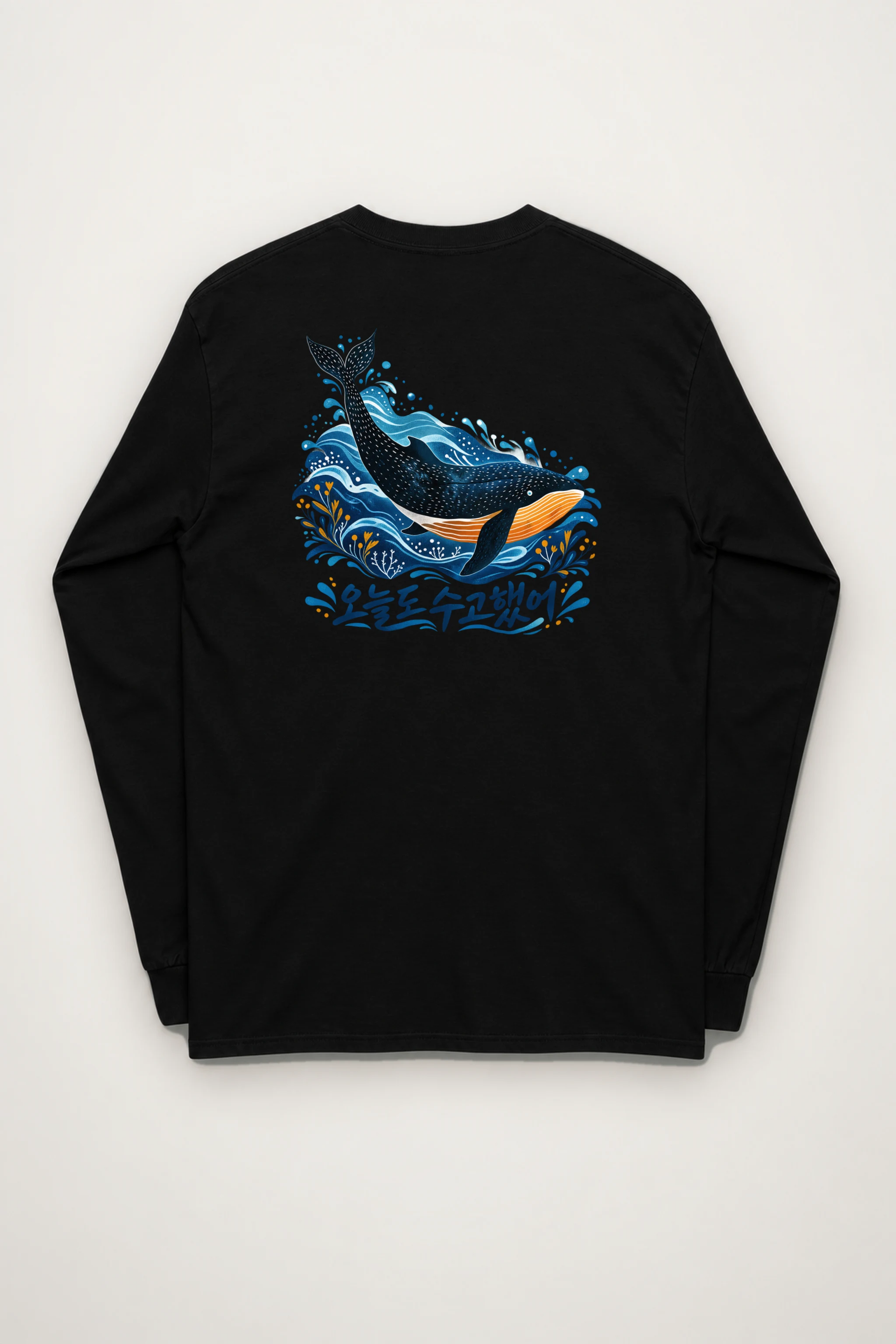 "Whale Wave Folk" Unisex Longsleeve T-shirt