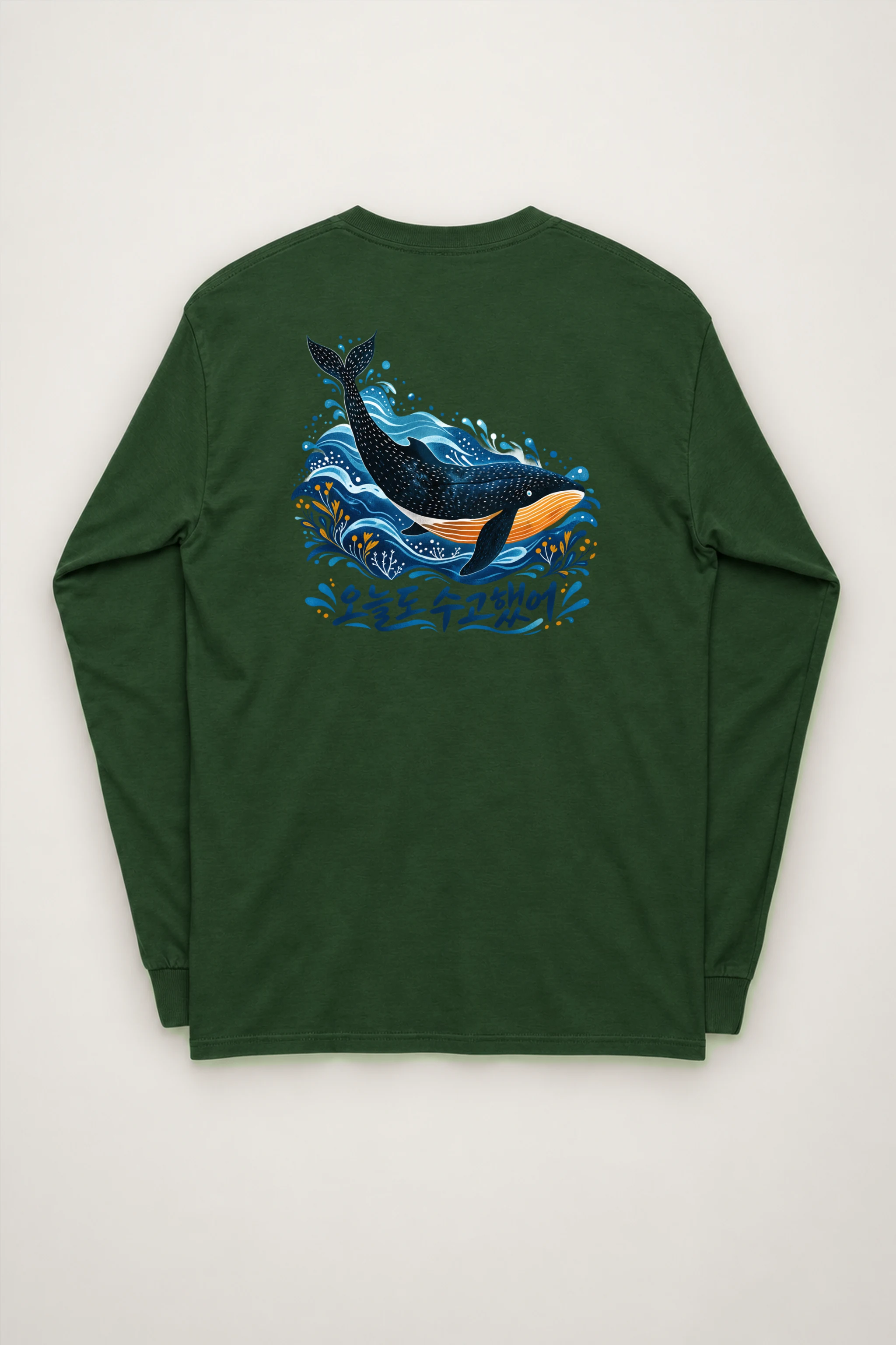 "Whale Wave Folk" Unisex Longsleeve T-shirt
