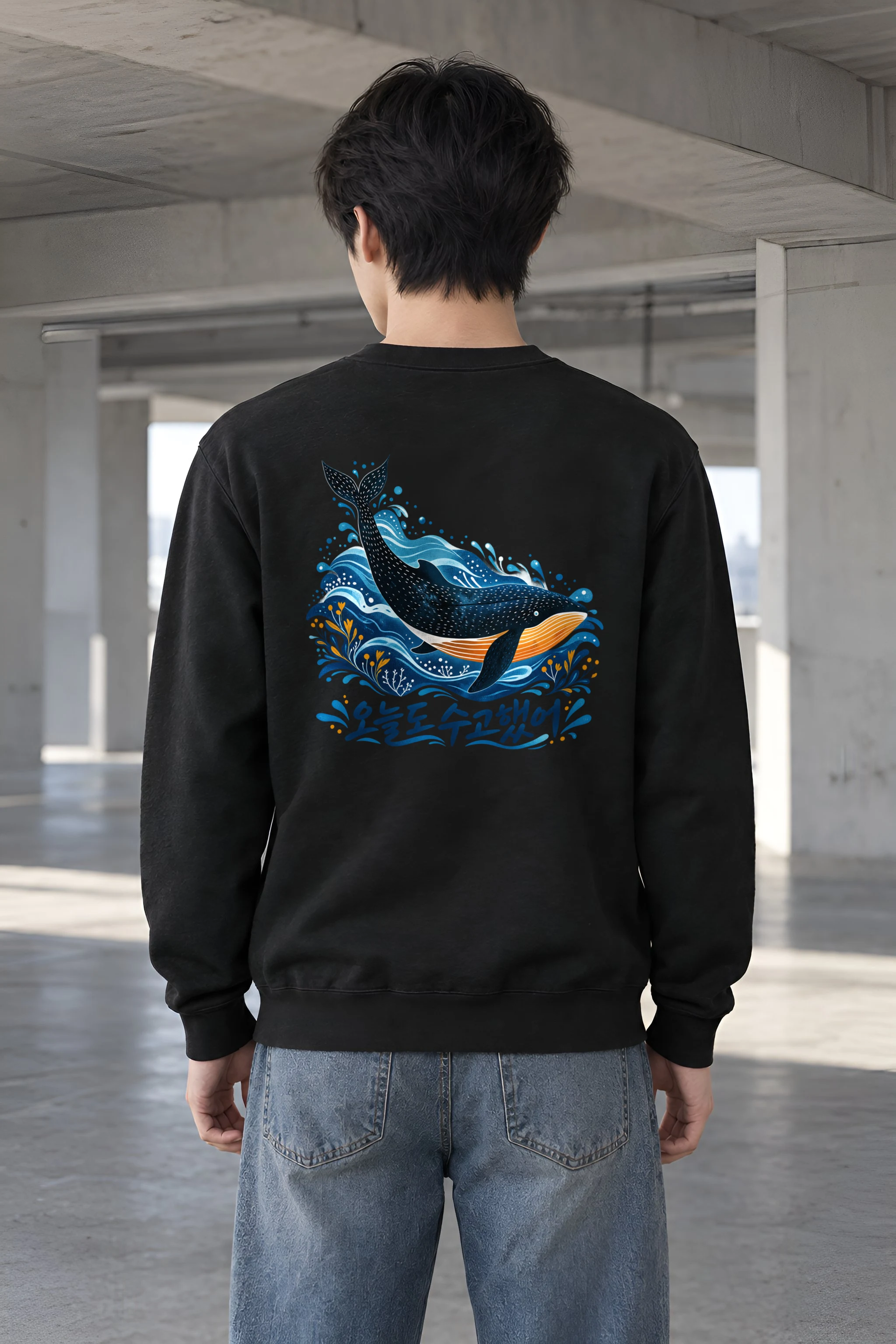 "Whale Waves" Heavy Blend Unisex Crewneck Sweatshirt