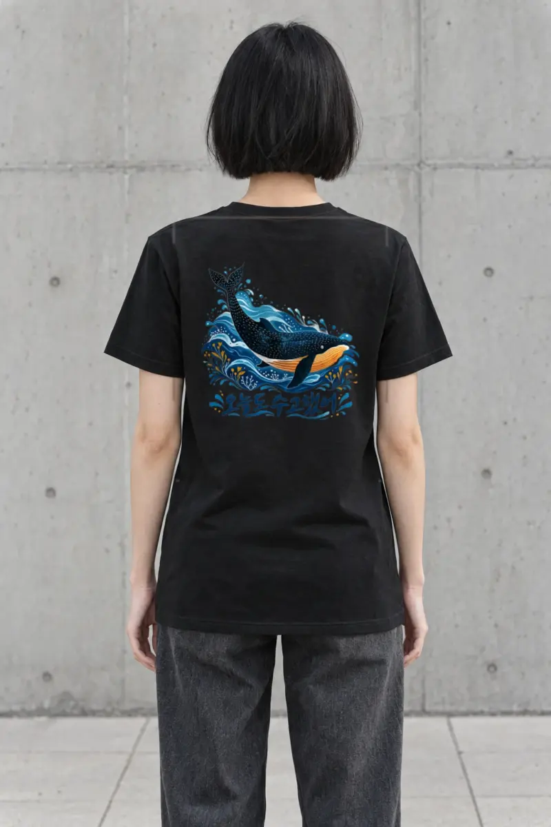 "Whale Waves" Heavyweight Unisex Crewneck T-shirt