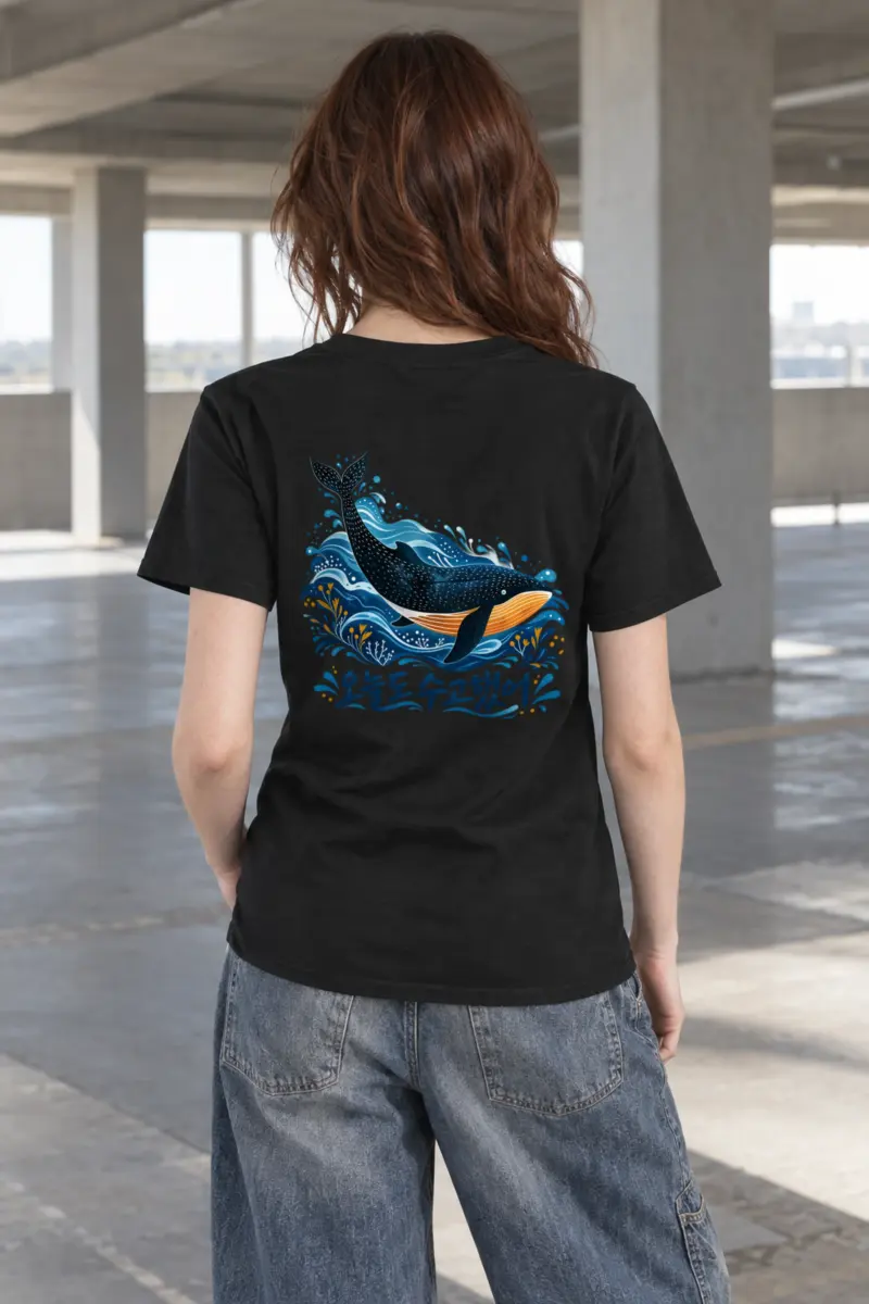 "Whale Waves" Heavyweight Unisex Crewneck T-shirt