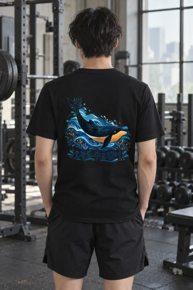 "Whale Waves" Heavyweight Unisex Crewneck T-shirt