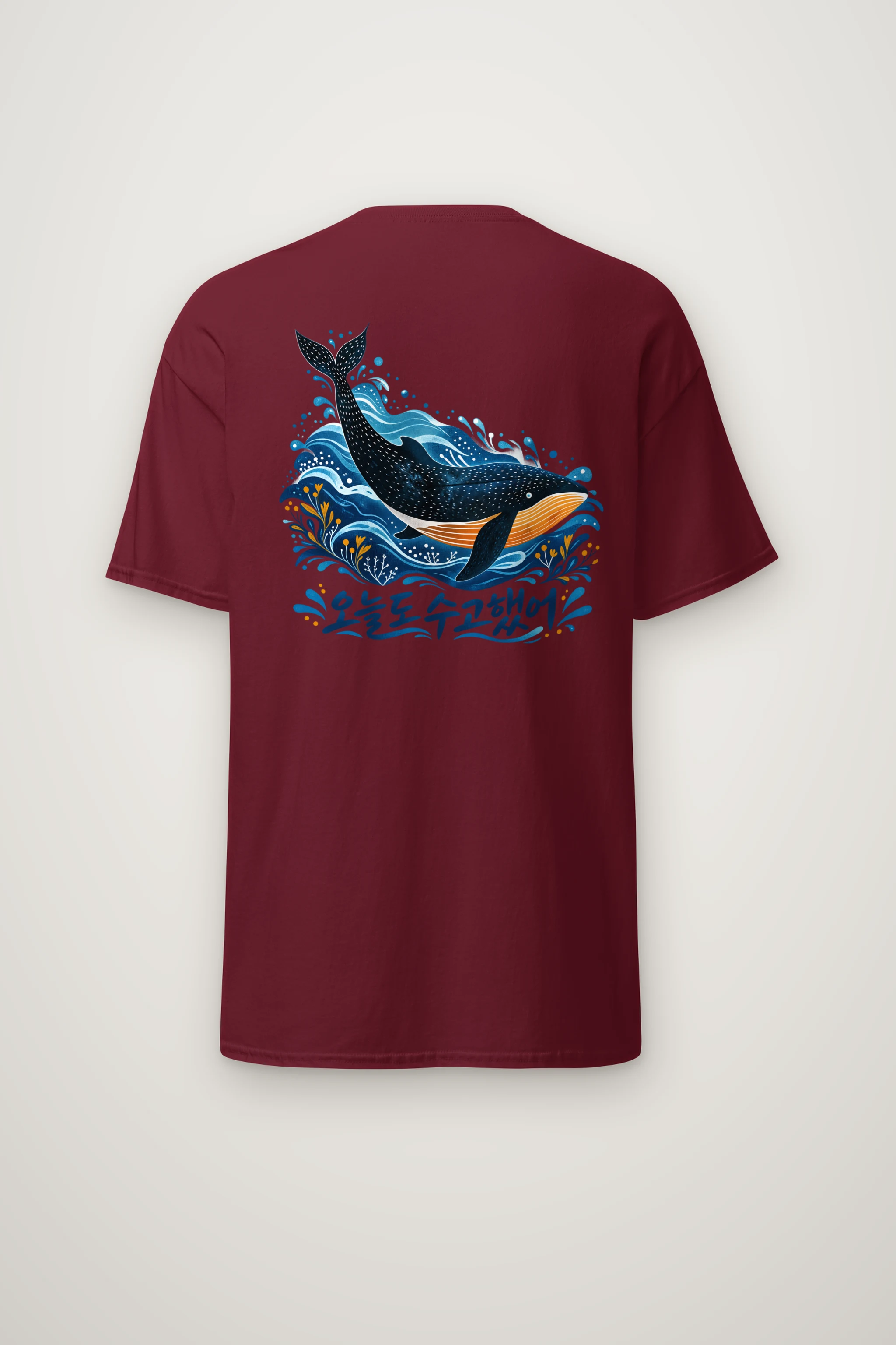 "Whale Waves" Heavyweight Unisex Crewneck T-shirt