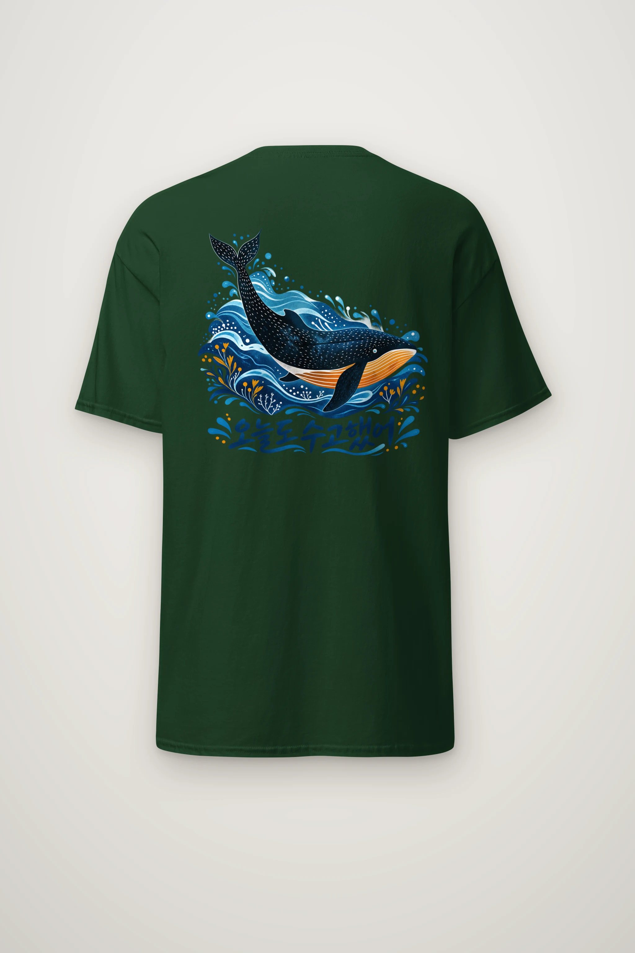 "Whale Waves" Heavyweight Unisex Crewneck T-shirt