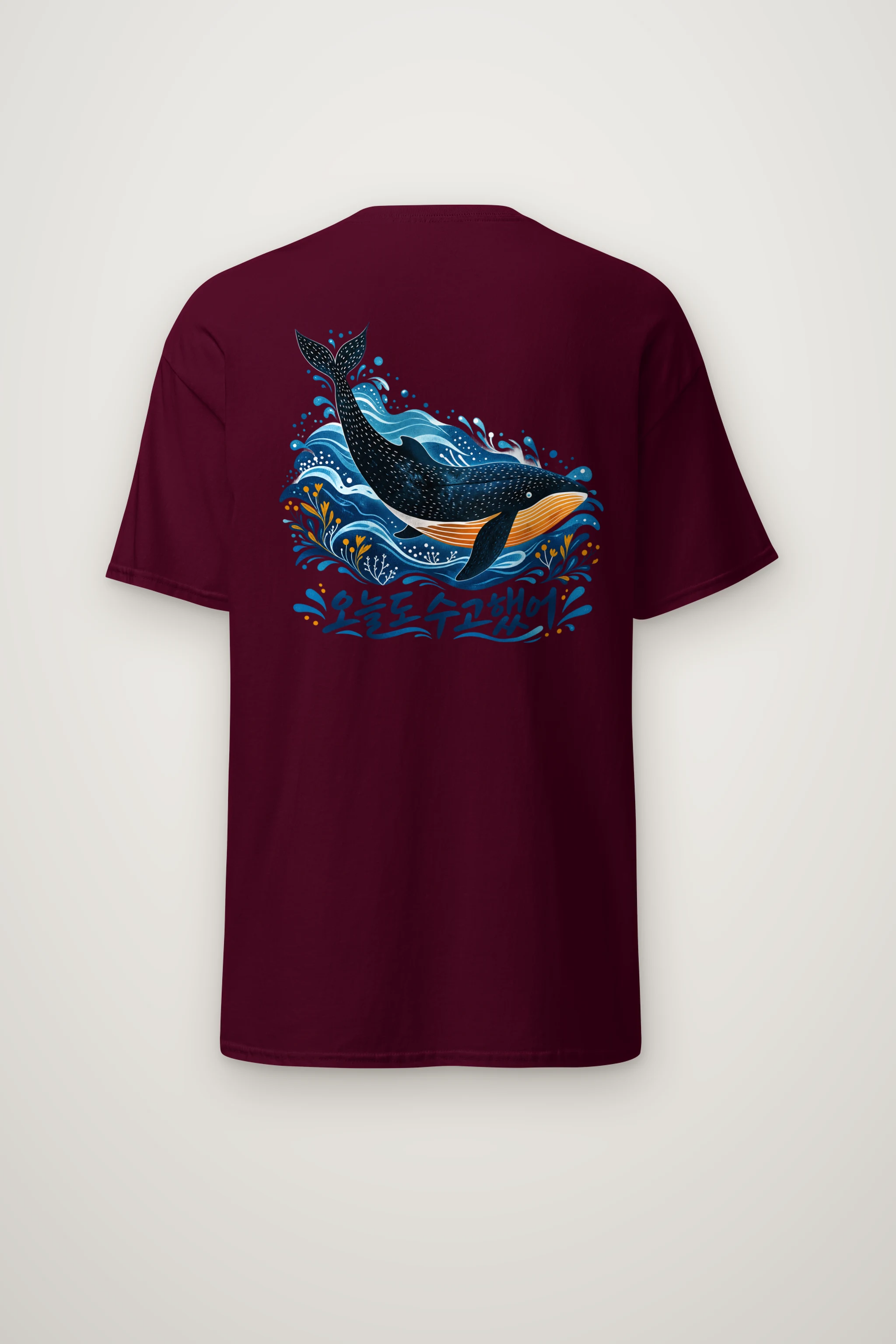 "Whale Waves" Heavyweight Unisex Crewneck T-shirt