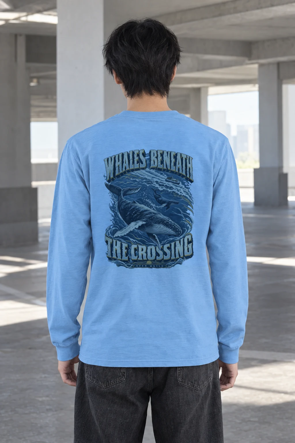 "Whales Beneath the Crossing" Unisex Longsleeve T-shirt