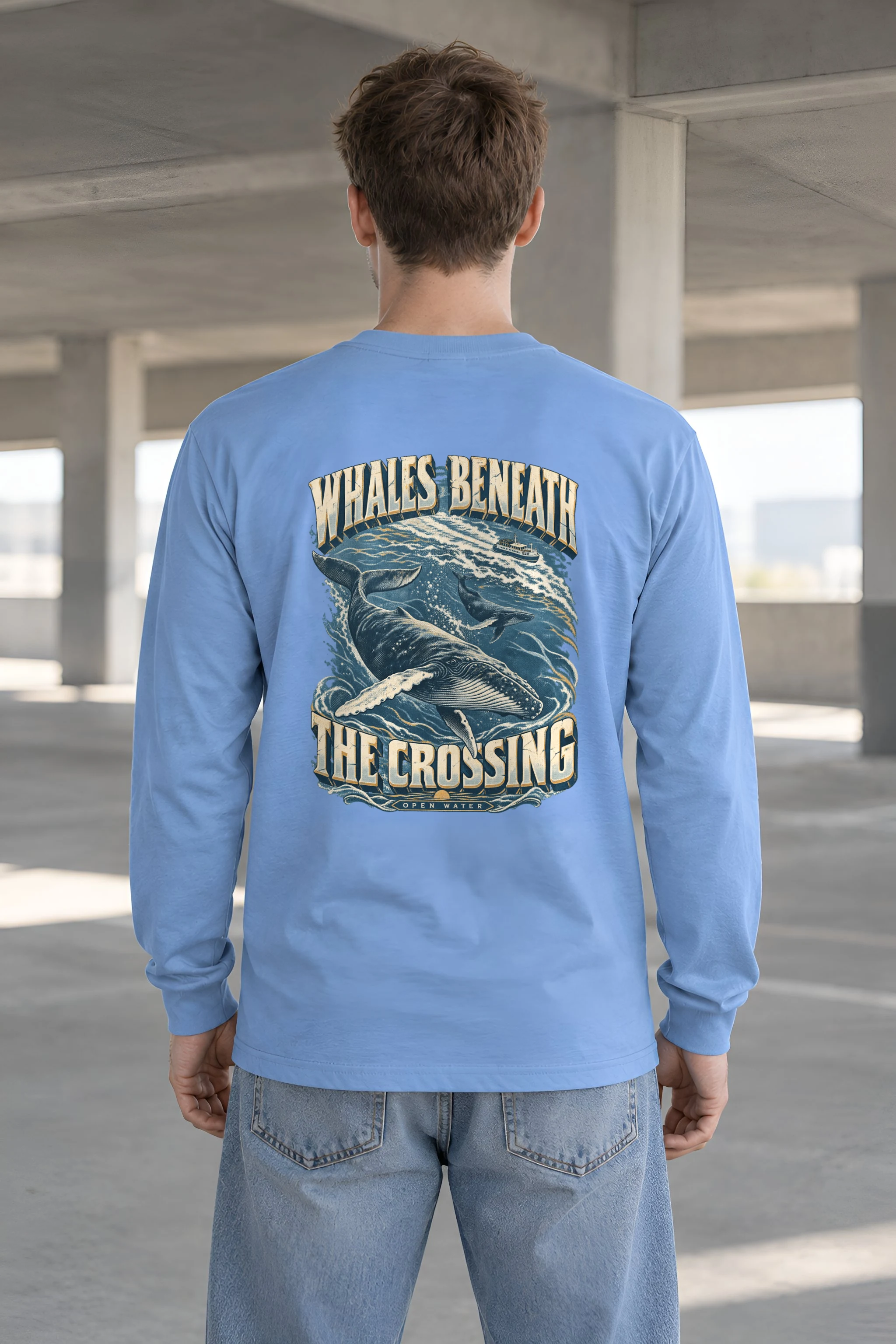 "Whales Beneath the Crossing" Unisex Longsleeve T-shirt