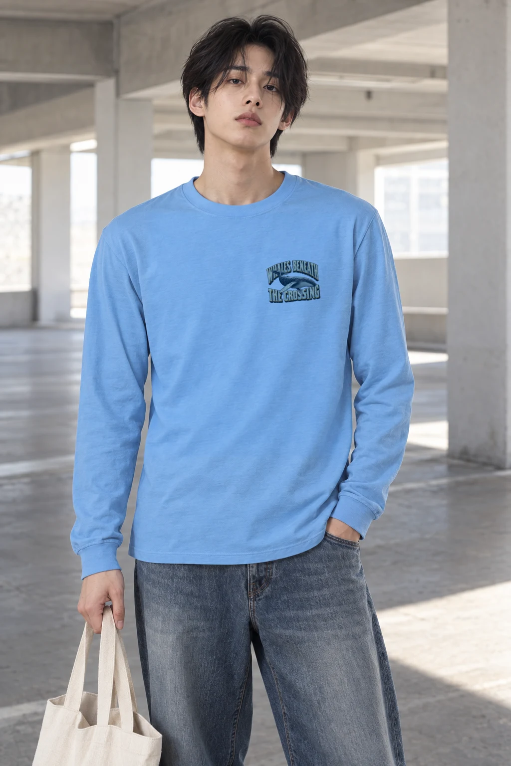 "Whales Beneath the Crossing" Unisex Longsleeve T-shirt