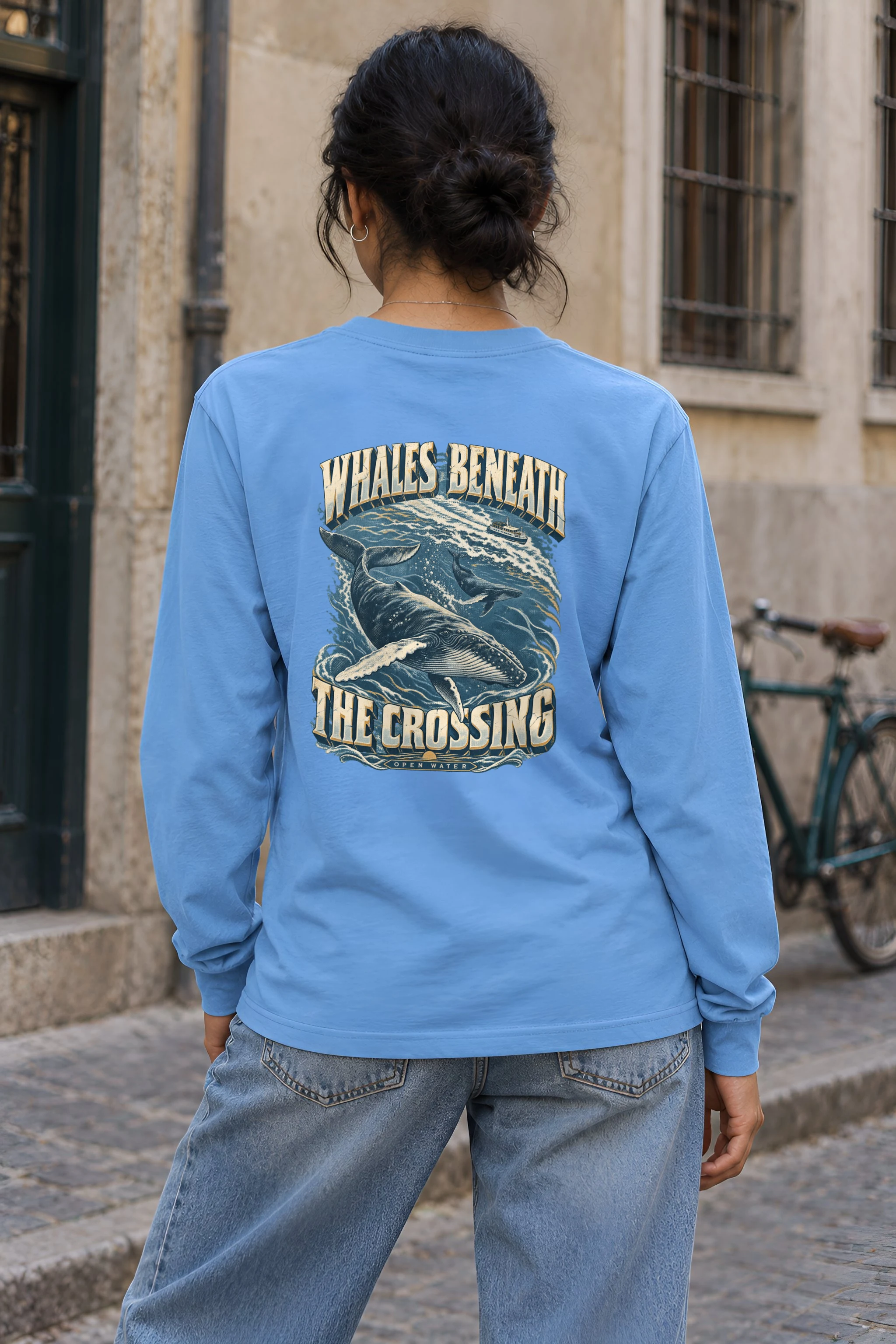 "Whales Beneath the Crossing" Unisex Longsleeve T-shirt