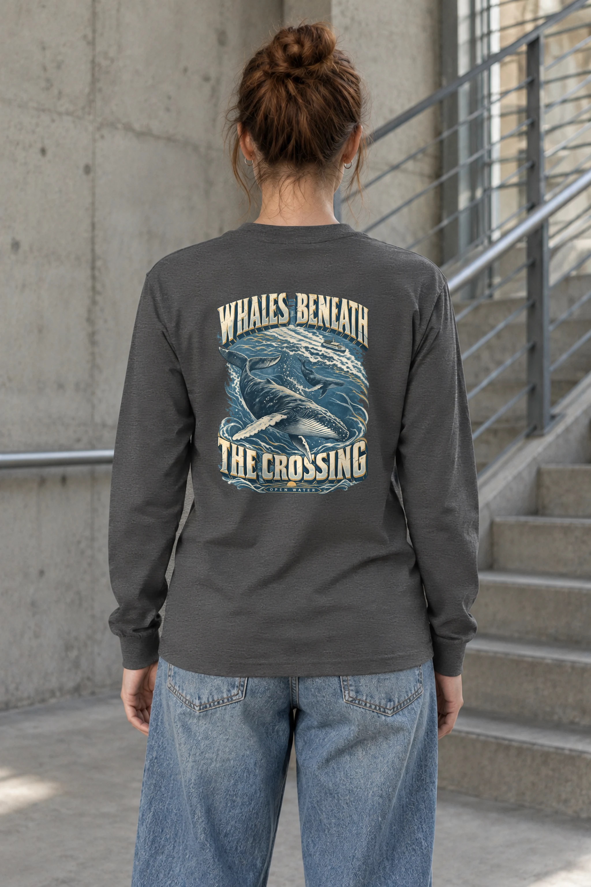 "Whales Beneath the Crossing" Unisex Longsleeve T-shirt