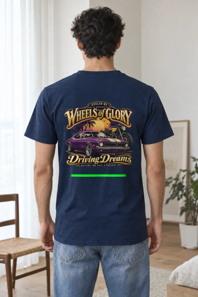 "Wheels Of Glory" Heavyweight Unisex Crewneck T-shirt | Gildan 5000