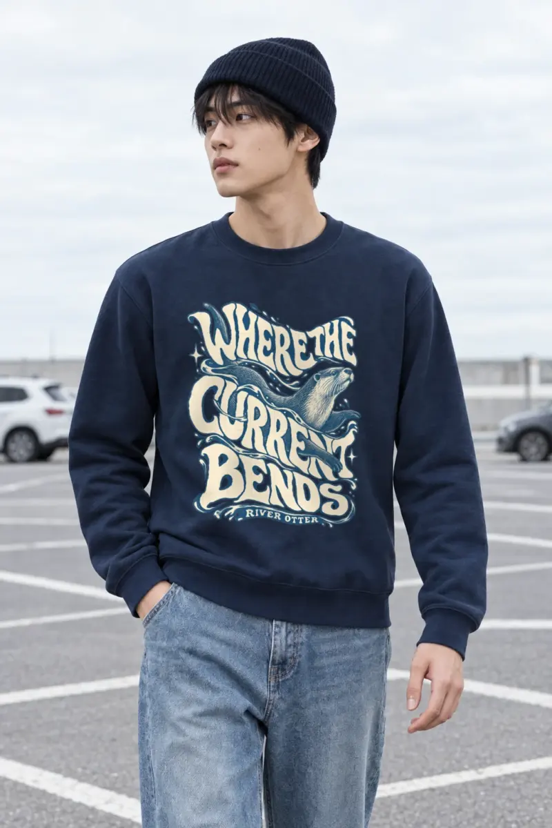 "Where the Current Bends" Heavy Blend Unisex Crewneck Sweatshirt