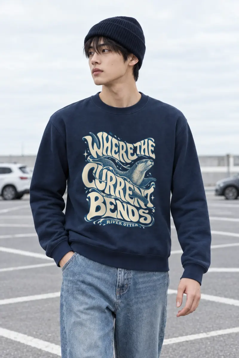 "Where the Current Bends" Heavy Blend Unisex Crewneck Sweatshirt