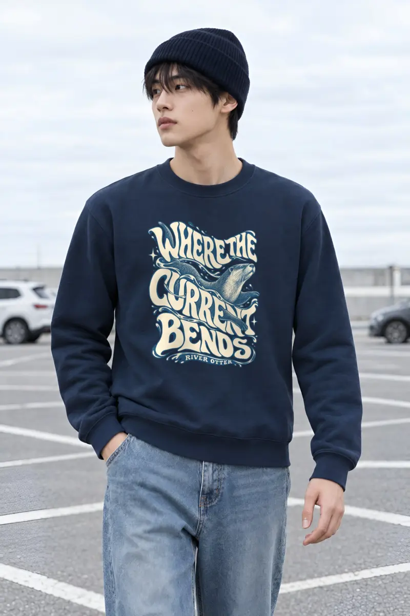 "Where the Current Bends" Heavy Blend Unisex Crewneck Sweatshirt