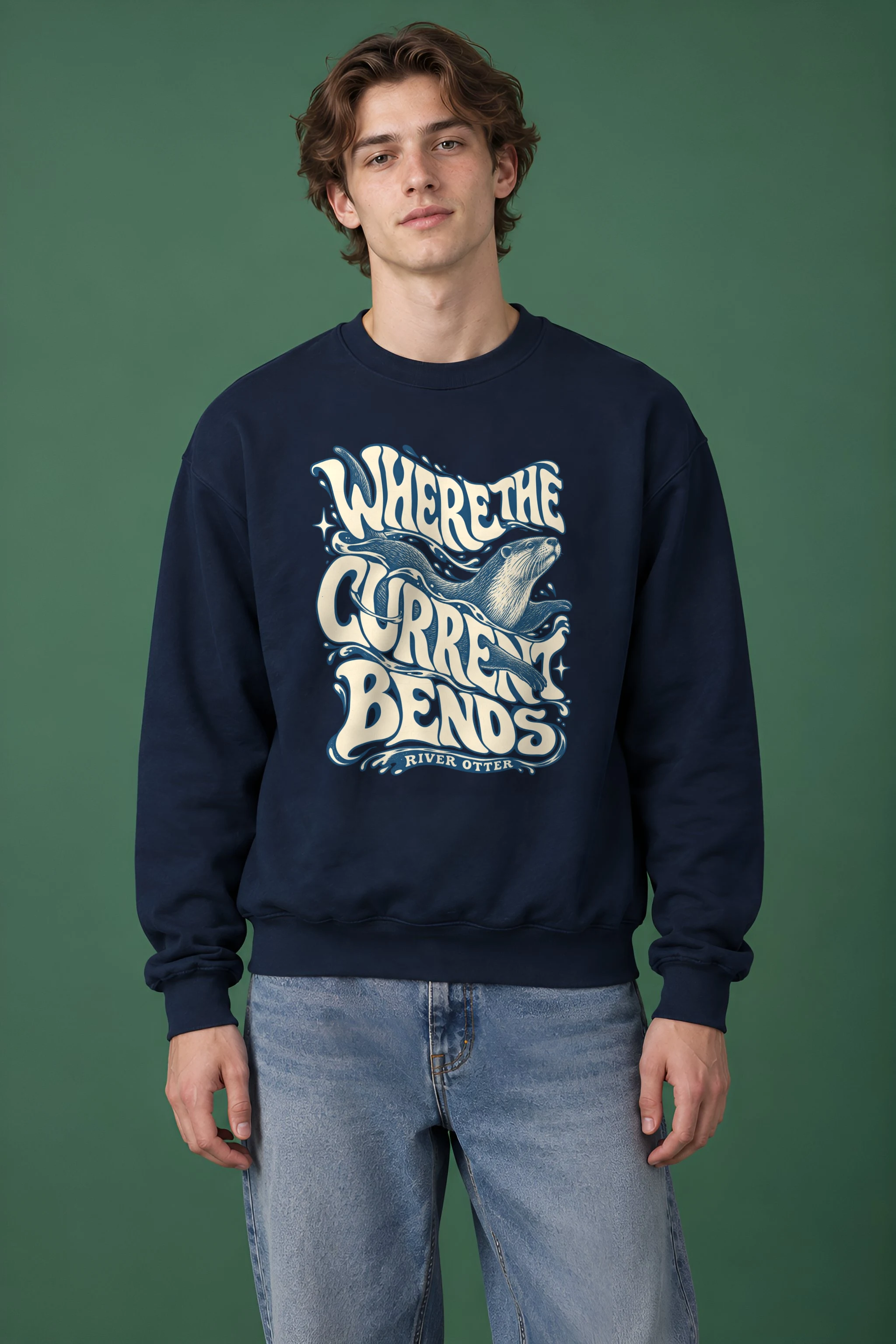 "Where the Current Bends" Heavy Blend Unisex Crewneck Sweatshirt