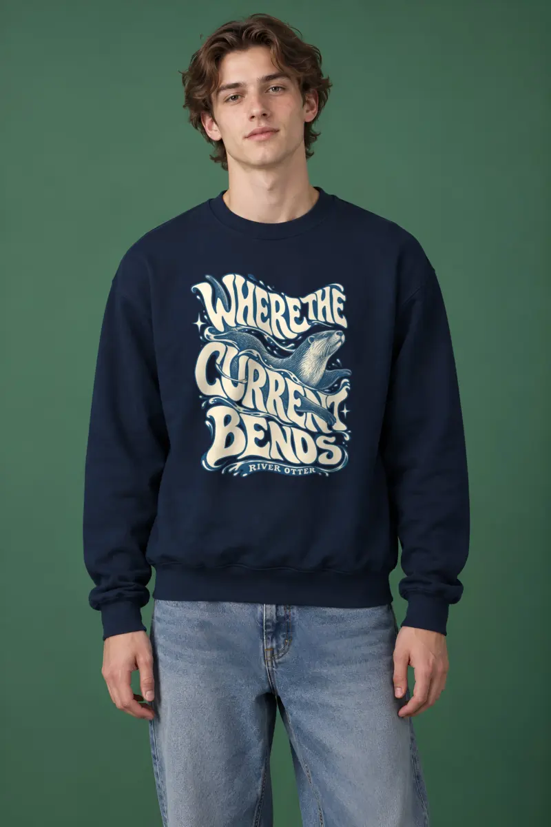 "Where the Current Bends" Heavy Blend Unisex Crewneck Sweatshirt