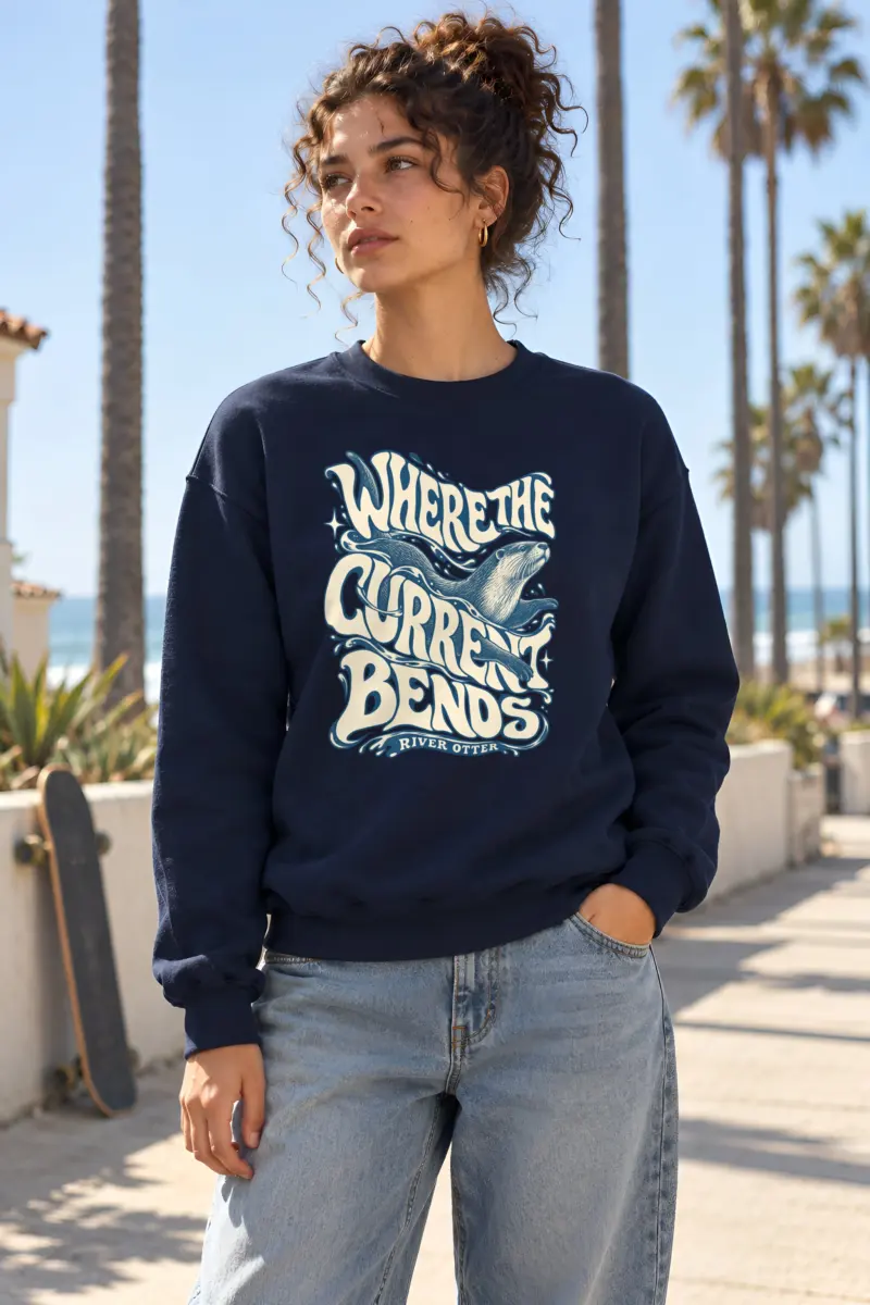 "Where the Current Bends" Heavy Blend Unisex Crewneck Sweatshirt