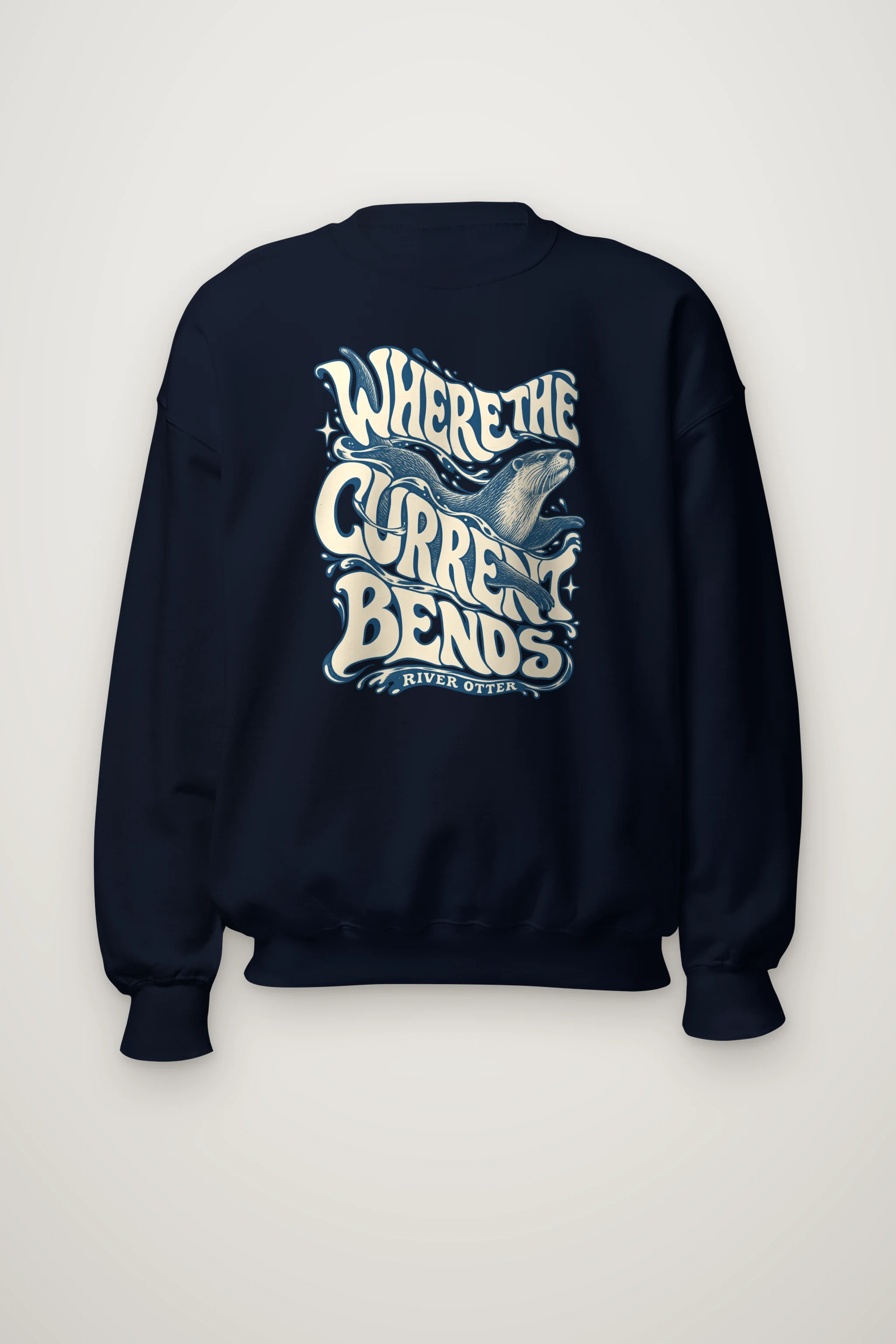 "Where the Current Bends" Heavy Blend Unisex Crewneck Sweatshirt