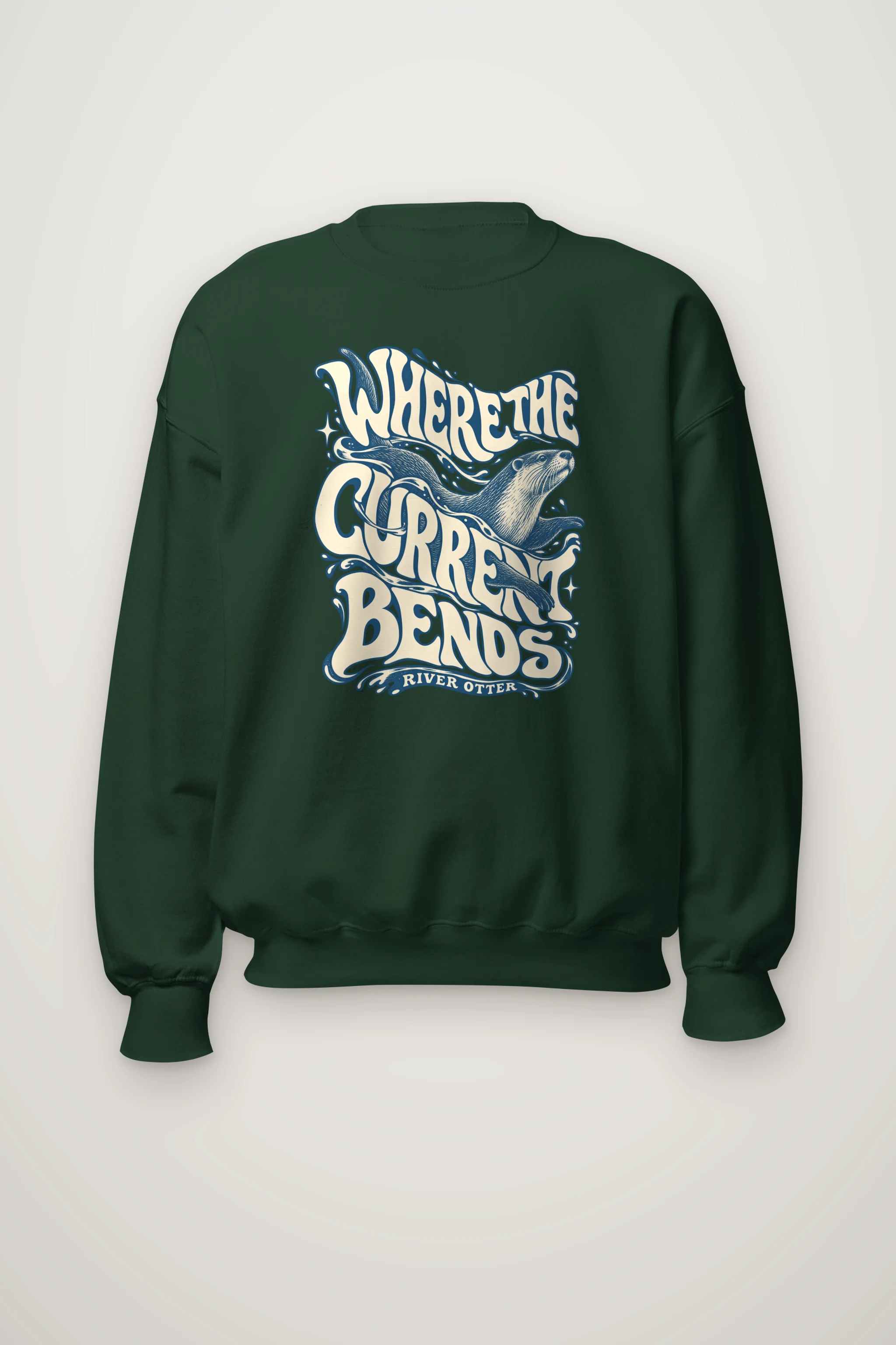 "Where the Current Bends" Heavy Blend Unisex Crewneck Sweatshirt