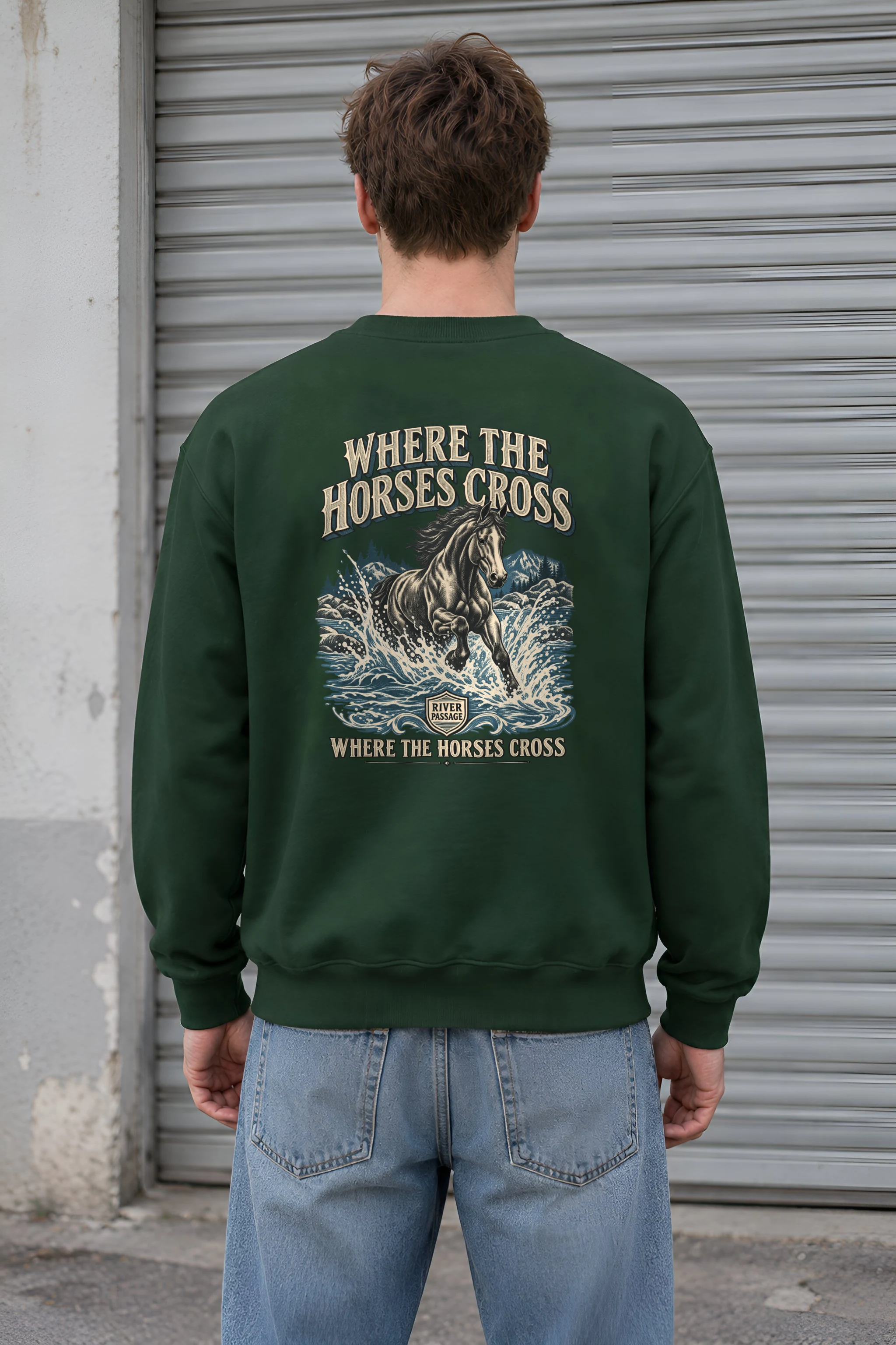 "Where the Horses Cross" Heavy Blend Unisex Crewneck Sweatshirt